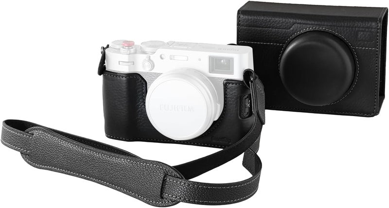 SMALLRIG Leather Case Kit for FUJIFILM X100VI, Including Leather Half Case, Flip Cover and Shoulder Strap, Genuine Leather Material, Portable and Protecting, Black-5622 - Image 1